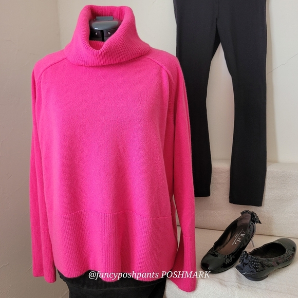 ATHLETA cashmere blend turtleneck cowl sweater fuschia pink rare limited edition - Picture 8 of 17
